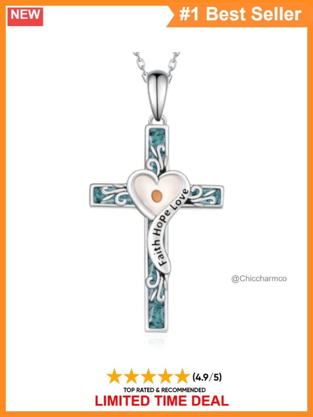 925 Sterling Silver Turquoise Cross Necklace Mustard Seed Faith Pendant